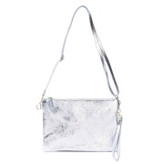 Maison Fanli | Leather Crossbody Clutch Bag | Silver